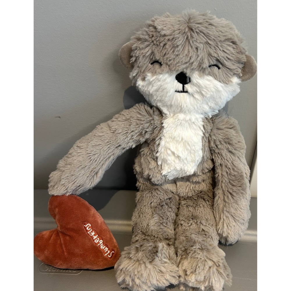 Slumberkins Otter Kin Grey White‎ Plush Stuffed Animal with Heart Lovey Toy